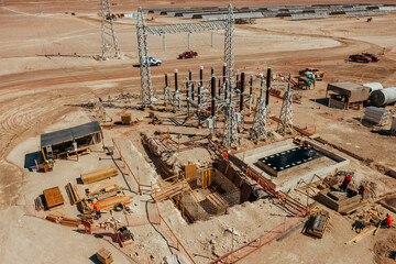 Solar Power Plant Under Construction in Atacama Desert Chile