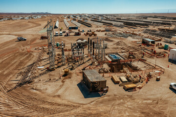 Solar Power Plant Under Construction in Atacama Desert Chile