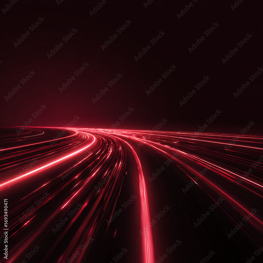 Aufkleber dynamic red light trails speed through abstract digital highway symbolizing fast data transfer and i