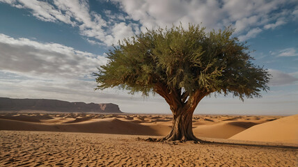 A Big Lonely tree in Sahara Desert