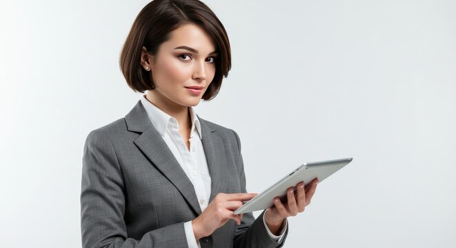 Professional Woman Using Tablet Computer in Office