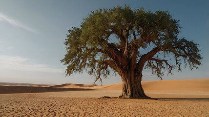 A Big Lonely tree in Sahara Desert