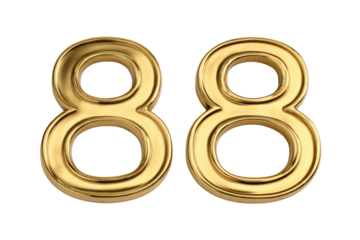 Golden number eighty eight isolated on a white background.