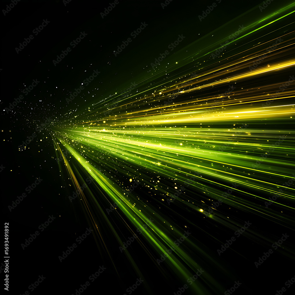 Aufkleber dynamic energy streams burst with vibrant green and gold light, creating a sense of speed and innova