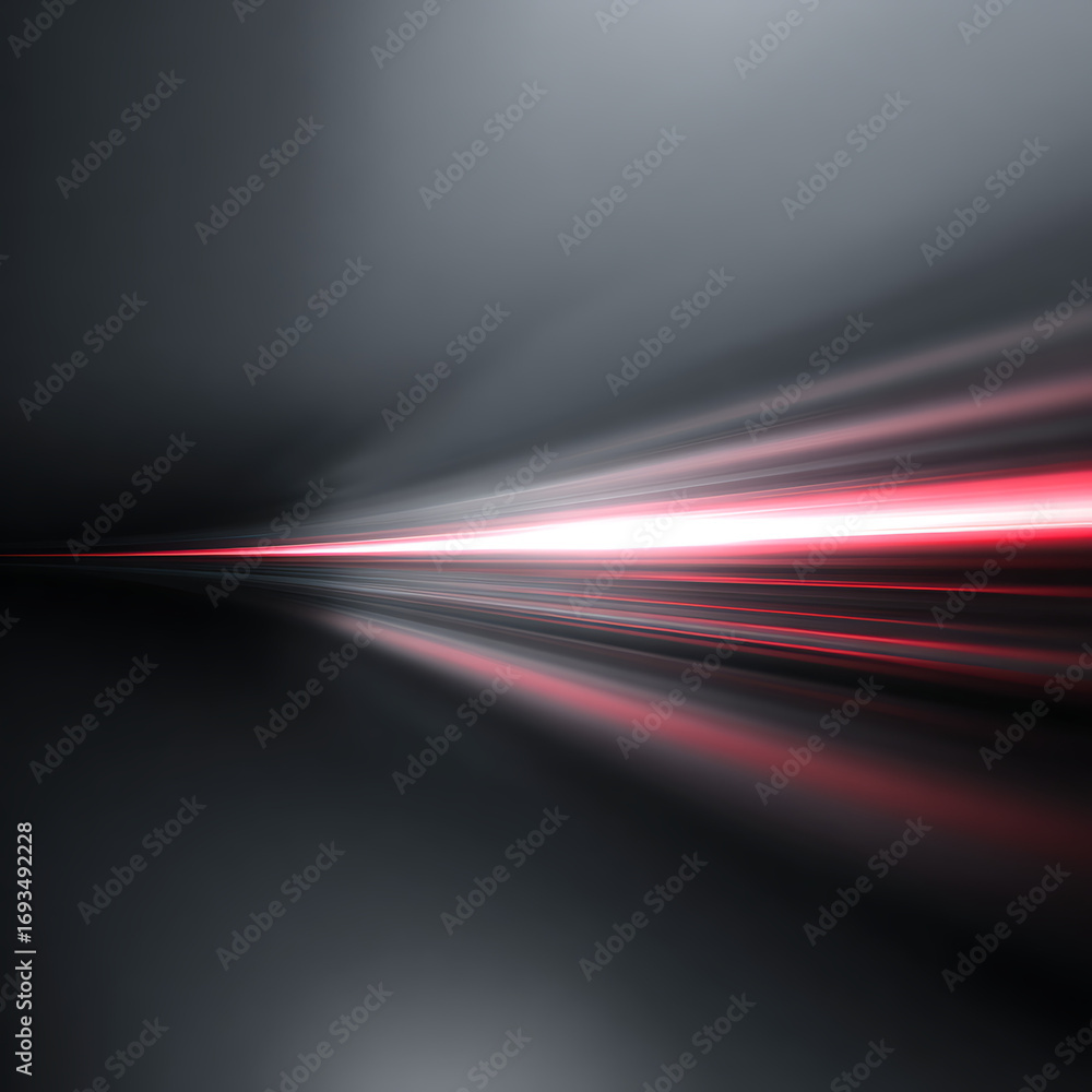 Poster dynamic red and white light streaks creating a sense of speed and modern motion