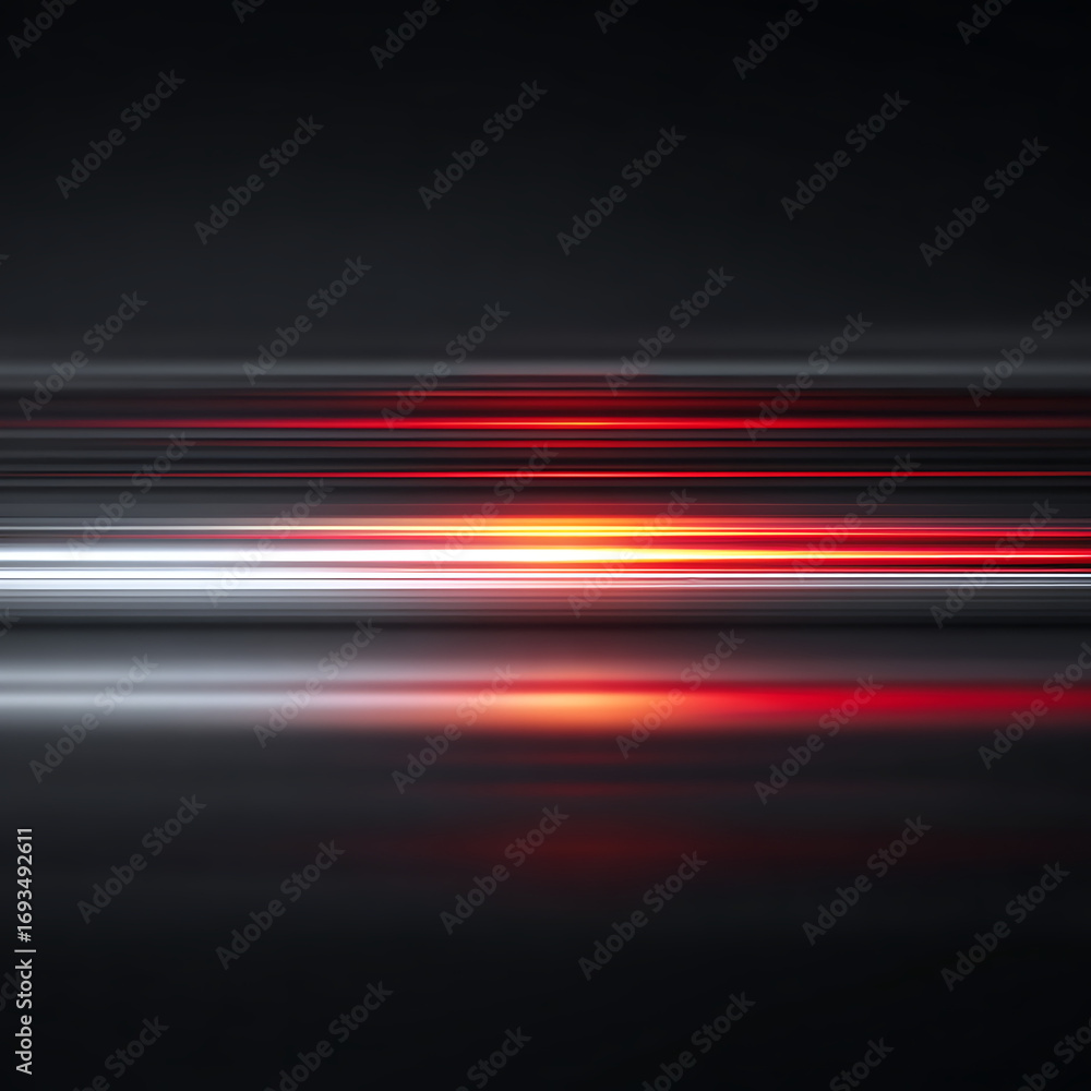 Poster dynamic abstract light streaks create a futuristic, high-speed motion blur effect in striking red an
