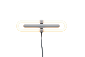 Sleek gray digital television antenna isolated on white.