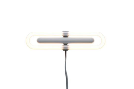 Sleek gray digital television antenna isolated on white.