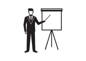 Businessman Presenting Blank Flip Chart.