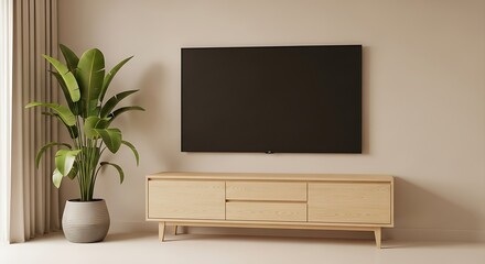 Modern Living Room with TV and Entertainment Center.