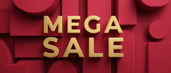 Mega sale flyer with slashed price tags, bold typography, shopping event poster