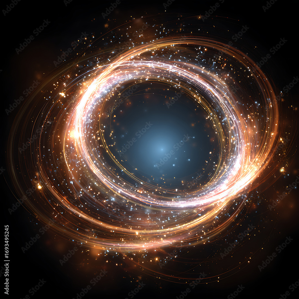 Fototapete dynamic glowing light trails swirl with sparkling particles creating a mesmerizing cosmic vortex eff