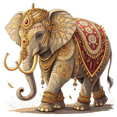 Sacred indian elephant illustration with intricate details
