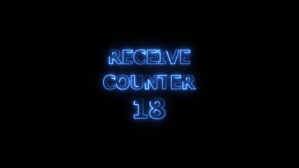 Receive counter Icon 18 number neon bright royal blue color 4k illustration. Contact office background 4k illustration.