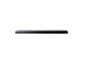 Sleek black modern soundbar isolated on a white background.