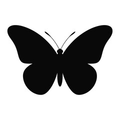 Black silhouette of a butterfly on a white background