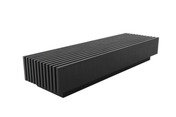 Black anodized aluminum heatsink for electronic component cooling.
