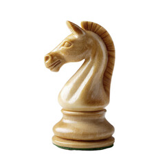 Detailed white chess knight piece with a textured mane and a dark background
