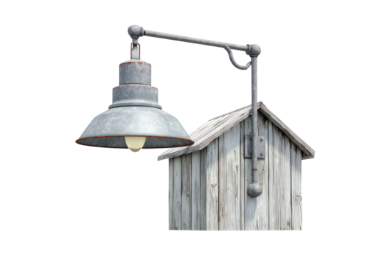 Vintage Industrial Style Outdoor Wall Lamp on Weathered Wood.