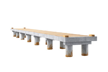 Long industrial concrete pier or bridge section isolated on white.