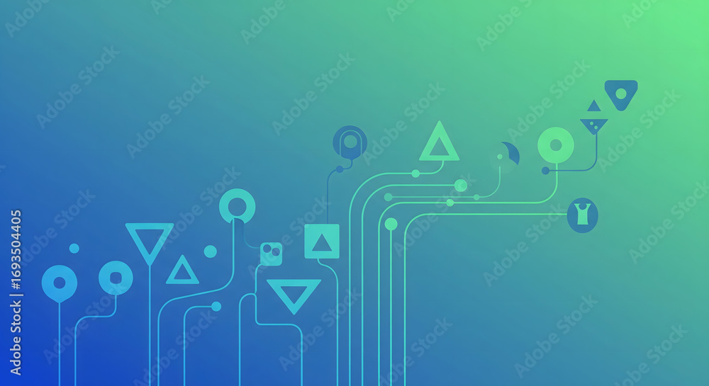 Poster abstract circuitry: a sleek, abstract composition of interconnected geometric shapes and pathways, r