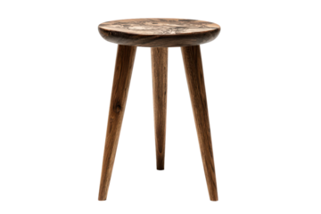 Classic three legged wooden stool with a round top.