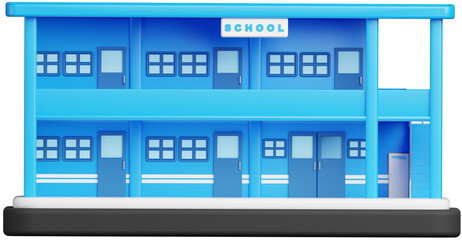 3D Rendering of a Blue School Building