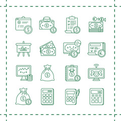 Money Finance and Business Icons Set.