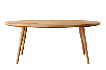 Fototapeta premium Light brown wooden oval table with four legs isolated on a white background.