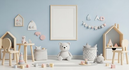 Adorable Childrens Room Decor with Toys and Teddy Bear.