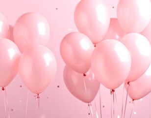 Pink balloons against a pink background