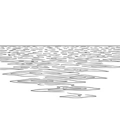 Still Waters: A serene monochrome depiction of gentle ripples dancing across the surface of an endless sea. The play of light and shadow. Evoking a sense of peace. 