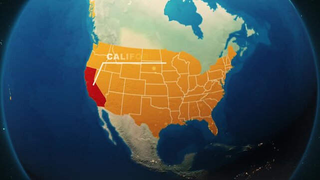 United States Map Animation &ndash; California State Highlight