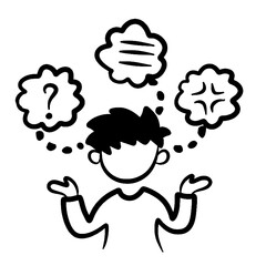 Thinking Mind Outline Drawing