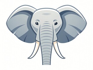 Majestic Elephant Head Illustration African Wildlife Cartoon Style Animal Portrait