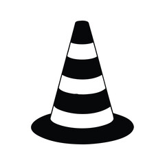Black and White Striped Traffic Cone Illustrating Road Construction Safety, traffic cone silhouette vector illustration