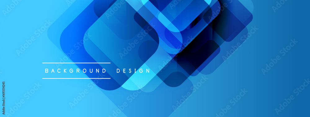 Poster abstract blue geometric shapes overlap. modern design elements create vibrant background texture. cl