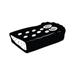 Illustration of a Black and White Loaf Cake Topped with Round Decorations, zucchini slice silhouette vector illustration