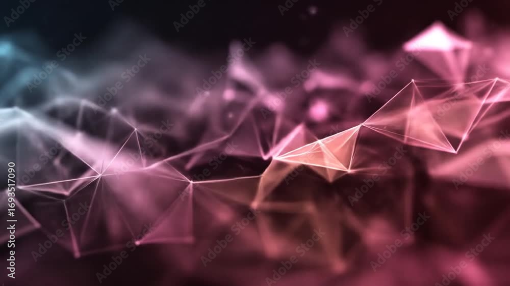Poster Abstract Plexus Background with Colorful Connected Lines and Polygons Animation