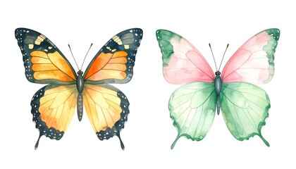 Obraz premium Two watercolor butterflies