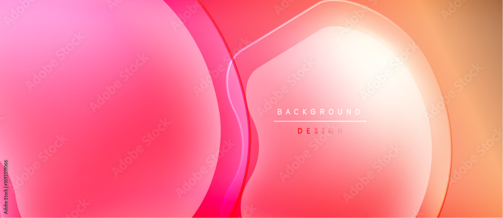 Poster abstract fluid shapes, vibrant pinks, oranges blend. modern design, smooth gradients create dynamic 