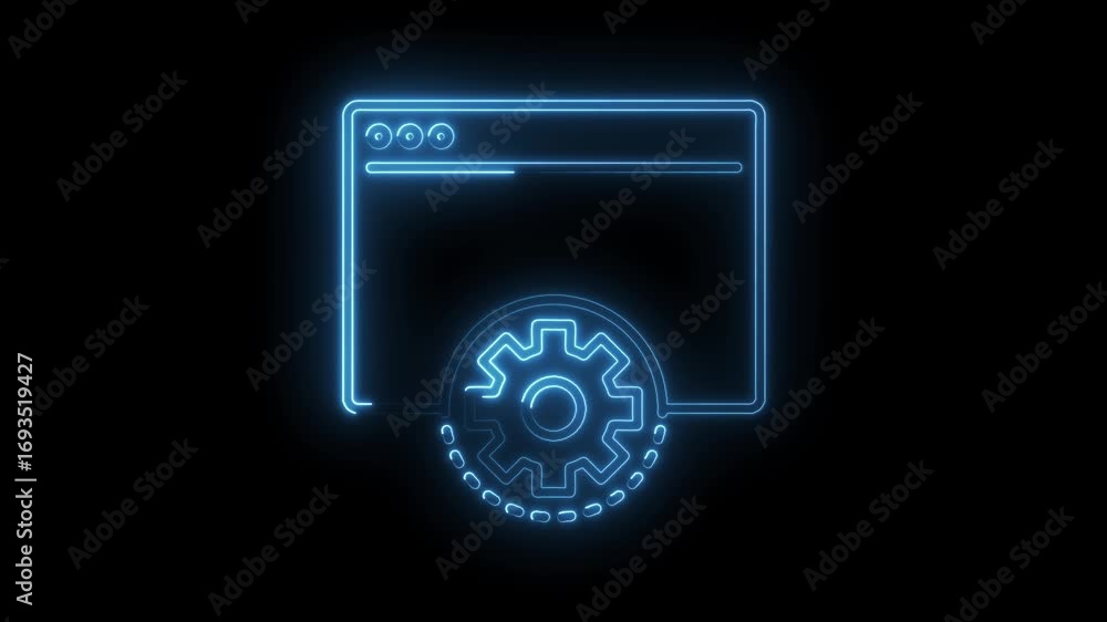 Aufkleber neon style webpage setting concept shining brightly on dark background for visual communication