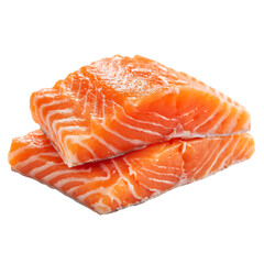 Fresh sliced salmon fillet isolated on white background. 