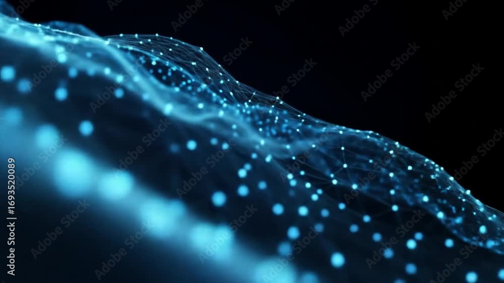 Aufkleber dynamic blue network connecting nodes, abstract data flow visualization background