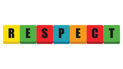 colorful wooden block with text respect flat color vector illustration template design