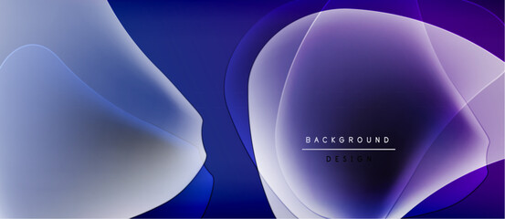 Abstract fluid shapes, purple hues dominate. Modern design, smooth gradients create depth. Minimalist aesthetic, background texture visible.