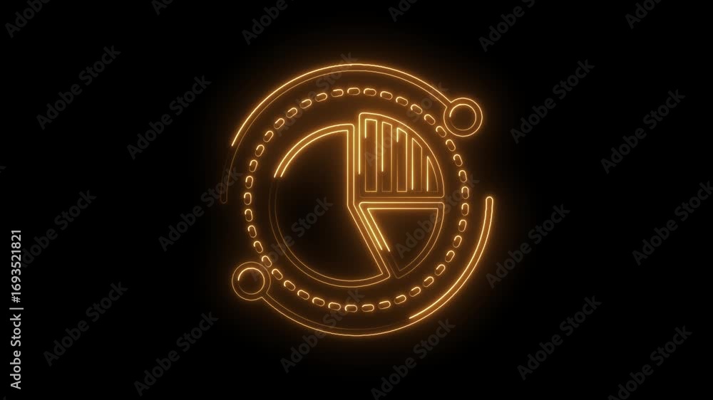 Aufkleber scifi glowing chart animation on black background futuristic pie chart style visualization
