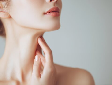 美しい女性の首元とフェイスラインを強調した美容イメージ