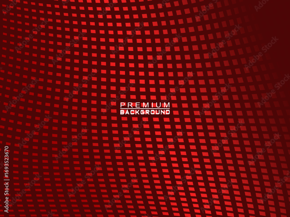 Fototapete dark red abstract vector background with a wavy grid pattern consisting of small rectangular element