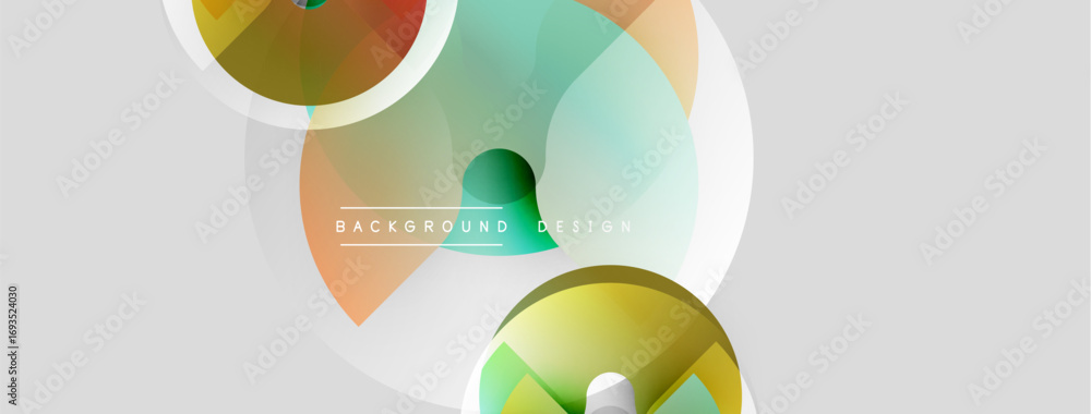 Poster abstract shapes overlap, creating dynamic composition. soft colors blend, forming modern background 
